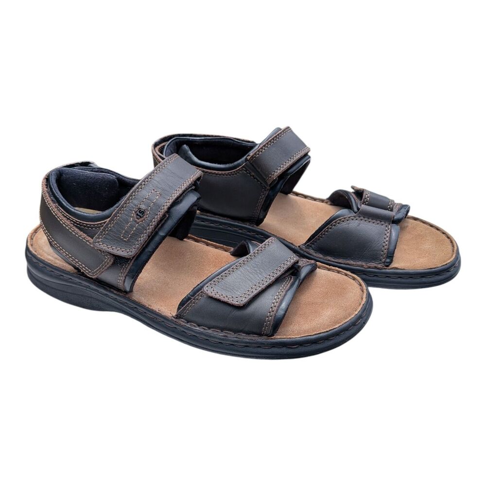 Josef Seibel Rafe Men's Leather Sandals Comfort Walking Brown Black Size 9 EU 42